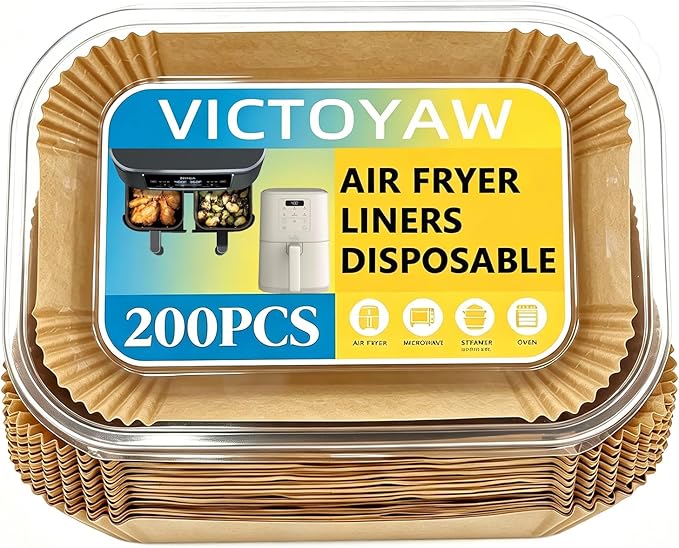 Air Fryer Liners for Bella 4Qt Slim Air Fryer,Rectangle Airfryer Liners,200Pcs Parchment Paper liners for Ninja Dual Air Fryer,Accessories for Ninja/bella