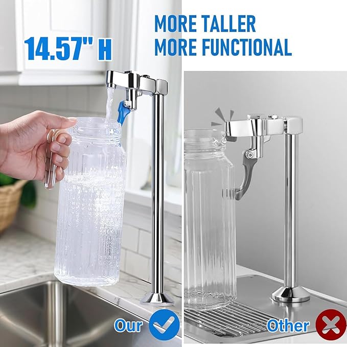 14 inch Glass Filler Faucet, Glass Filling Station Water Station Drinking Water Faucet with 1/4" & 3/8" Adapters & Sealing Tape, Male for Bar Cafe Restaurant Kitchen Hotel Public Lounge