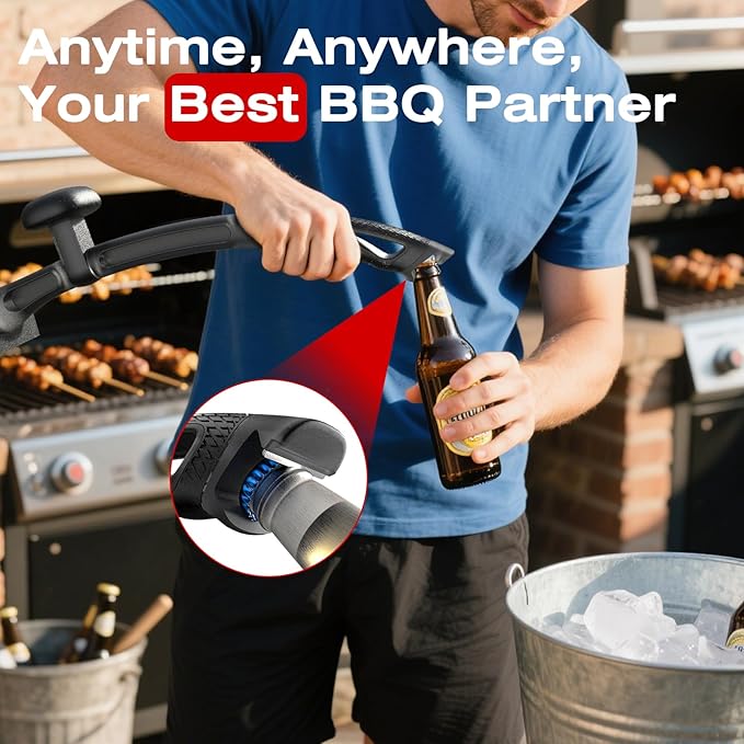 Grill Brush Outdoor Cleaning Tool - 18.5" Long Handle BBQ Accessories Scraper Cleaner Brush with Replaceable Bristle Free Head, Stainless Steel Grates, Gifts for Men/Dad