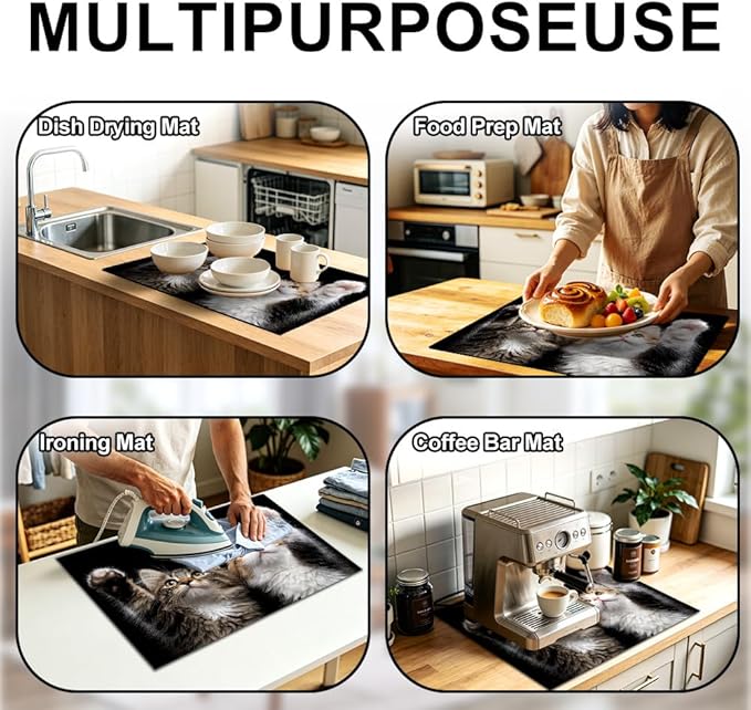 Stove Top Cover for Electric Stove 28.4 x 20.5 Inch Non Slip Stove Mat Oil Proof Two Kittens Glass Cooktop Protector Kitchen Counter Mat