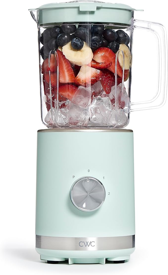 COOK WITH COLOR 300 Watt Blender: Powerful 2-Speed Control with Pulse, 4-Tip Stainless Steel Blades, 25oz (750ml) Jar, and Skid-Resistant Feet, Sage
