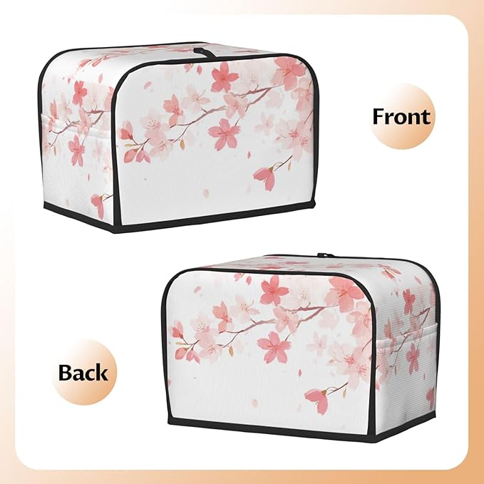 Toaster Cover 2 Slice Pastel Flower Cherry Blossom Kitchen Small Appliance Covers with Pockets Dust and Fingerprint Protection