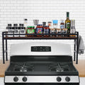 Spice Rack Shelf for Kitchen Stove，Stove Top Shelf with 4 hooks Extra Storage Countertop, Seasoning Organizer,Kitchen Organizers and Storage