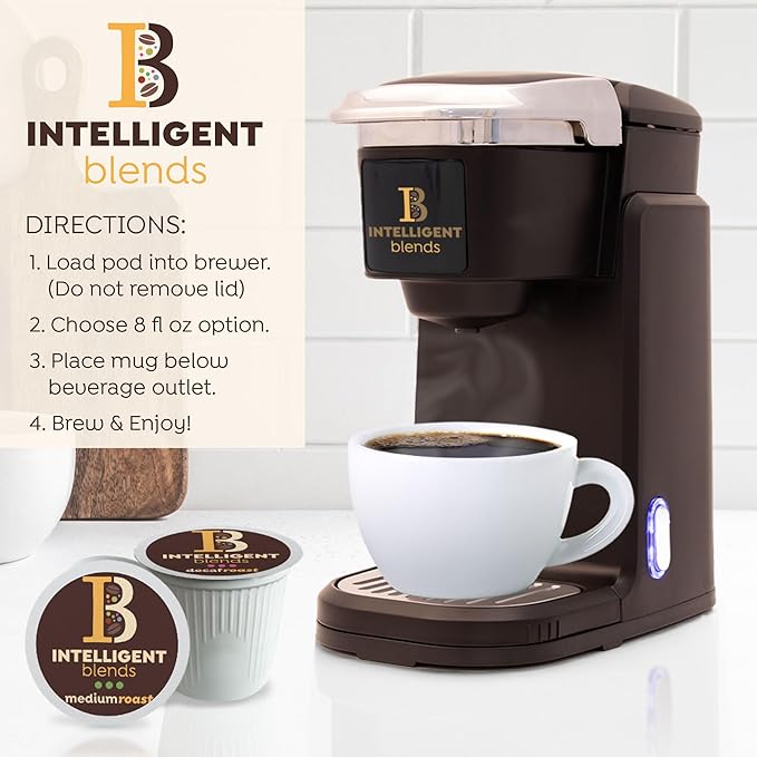 Intelligent Blends Dark Roast, Medium Roast & Decaf Dark Roast Coffee Pods Variety Pack, 48 ct, Single Serve Pods – 100% Arabica Coffee, Compatible with Keurig K Cups Maker