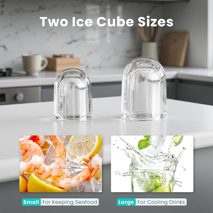 OLIXIS Countertop Ice Maker Machine with Handle, Auto-Cleaning Portable Ice Maker with Basket & Scoop, 26lbs in 24Hrs & 9 Cubes in 6 Mins, 2 Cube Sizes, for Home Party Camping RV, Green
