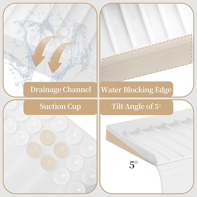 Sink Edge Protector with Suction Cup, 14" x 4", Silicone Sink Splash Guard for Kitchen & Bathroom, Protect Countertop from Scratches, Stains, for Stainless Steel Granite Quartz