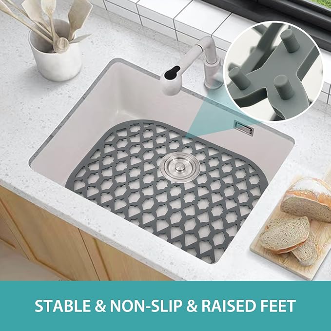 SAMSIER Silicone Sink Protectors Mats (13x11 & 14x12 & 16x12 & 18x16 & 19x14 & 21x16 & 22x13 & 25x16 & 26x14 & 28x14 & 30x16) for Bottom of Kitchen Sink (13”x11”, 2 Packs)