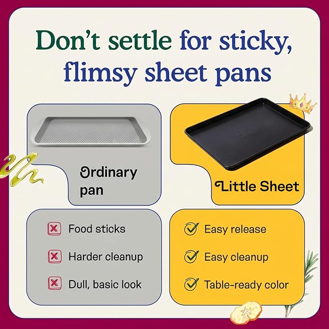 Great Jones Little Sheet (Pepper) | Jelly Roll Pan, Quarter Sheet Pan | Aluminized Steel,13.5" x 9.5" | For Baking, Roasting, & Broiling | Premium Bakeware with Even Heat Distribution