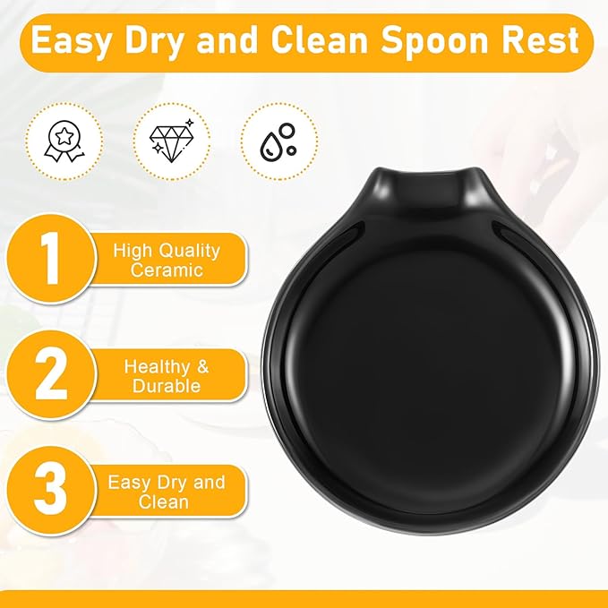 Irenare 8 Pcs Ceramic Spoon Rest for Stove Top, 3.74 Inch Porcelain Spoon Holder, Coffee Utensil Rest Heat Resistant Dishwasher Safe for Home Kitchen Accessories Gift(Black, White)