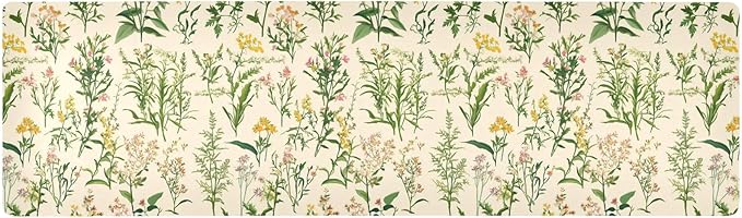 Herbaceous Plants Flowers Trivet Table Runner Heat Resistant 230F for Hot Dishes Pots Plates Kitchen Dining Table Protector Decorative 39.37 X 11.8 Inch