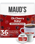 Maud's Cherry Flavored Coffee Pods, 36 ct, Medium Roast Flavored Coffee in Single Serve Pods – 100% Arabica Beans, Compatible with Keurig K Cups Maker