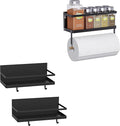Thipoten Magnetic Spice Rack, 2-in-1 Foldable Strong Magnetic Shelf with Paper Towel Holder, Perfect Space Saver for Small Kitchen/Apartment, Easy to Install on the Side of Refrigerator(Black)
