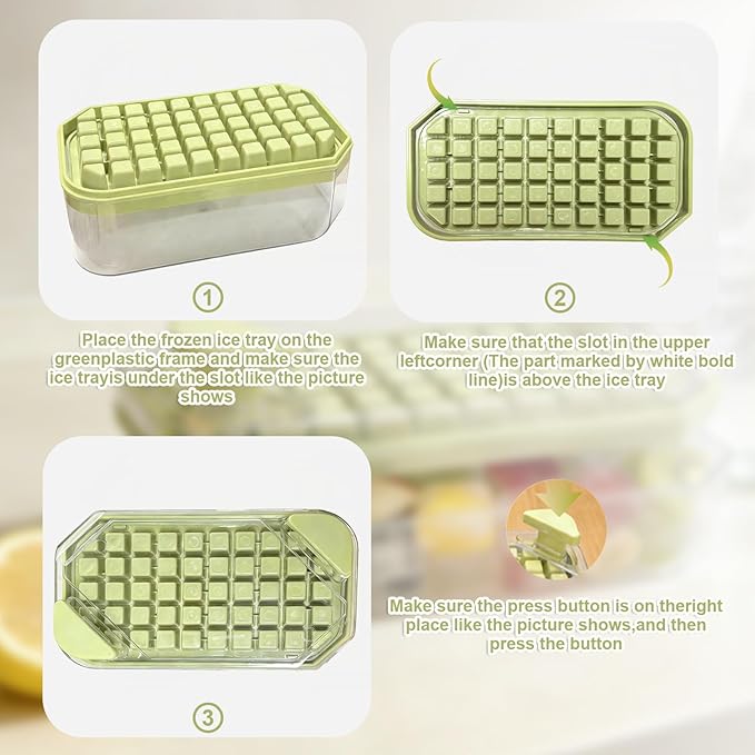 Ice Cube Trays Press Easy Release, Making 100 pcs Ice Trays for Freezer for Chilling Cocktail Whiskey Coffee Include 2 Layer Ice Cube and Storage Container, BPA Free