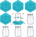 4 Pack Bee Feeder for Mason Jar Bee Watering Station Garden Silicone Sugar Water Feeder Beekeeping Drinking Equipment Tools with Mason Jars for Drinking Water(Teal)