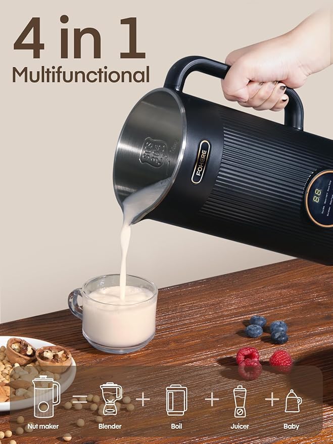 FOHERE 35oz Nut Milk Maker Machine - Automatic Plant-Based Milk Maker for Homemade Almond, Oat, Soy & Vegan Milk | 8-in-1 Dairy-Free Beverage Maker with 12H Smart Timer & Self-Cleaning