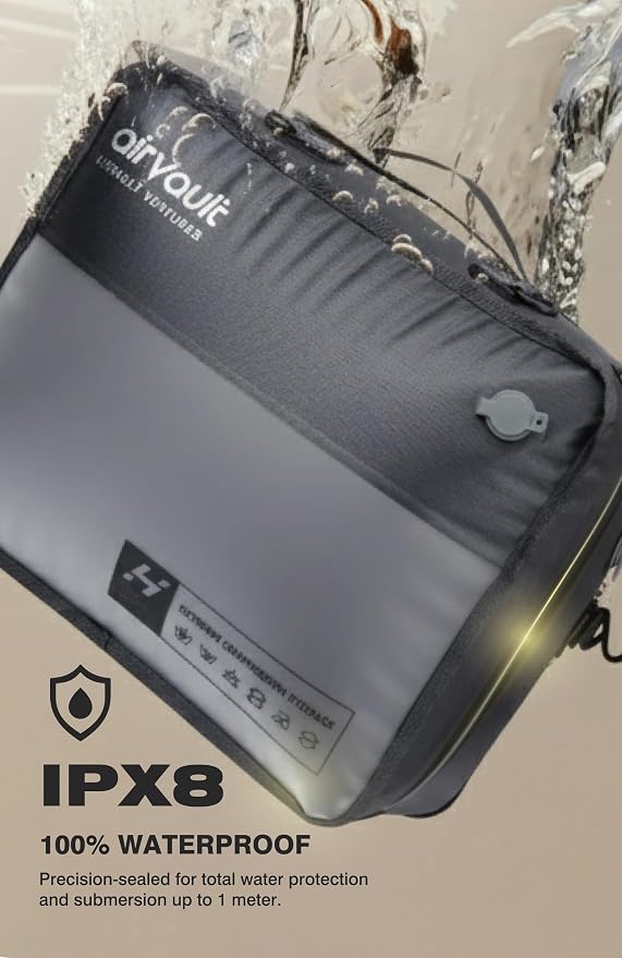 AirVault Reusable Vacuum Compression Travel Bag for Carry-On Suitcase and Backpack, Recycled IPX8 Waterproof Space Saver Vacpack (18L (21L (2-Pack))
