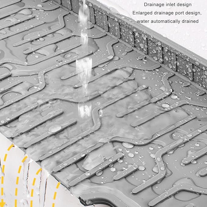 Kitchen Sink Splash Guard, Double Sided Faucet Mat for Kitchen Sink, Silicone Faucet Handle Drip Catcher Tray Mat Silicone Sink Mat, Sink Splash Guard Mat with Adjustable Hole