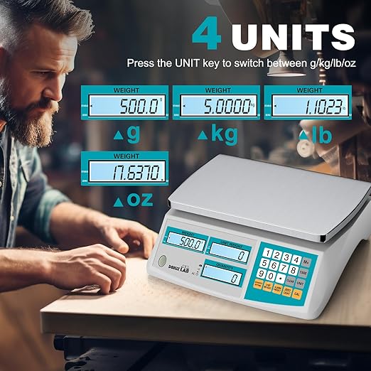 Counting Scale 30kg/66lb x 0.1g Industrial High Precision Scale with Battery for Small Parts, Coins, Pieces, Jewelry, Tickets(lb/oz/g/kg)
