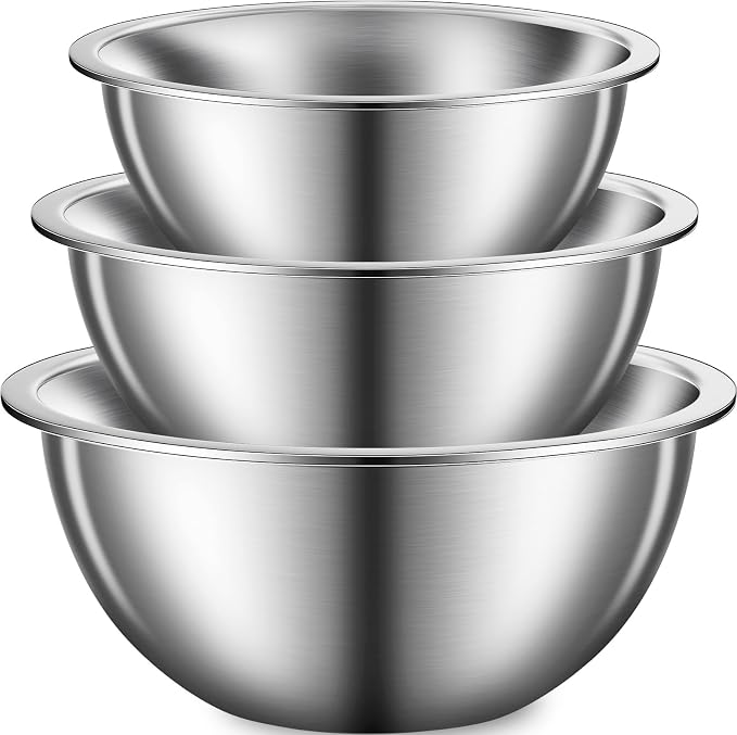 DUTZUN Thicker Stainless Steel Mixing Bowls, Nesting Bowl Set of 5 (4.0-0.8 QT) with 3QT Colander for Baking, Prep, Salads & Cooking, Centerpiece Serving Bowls, Non-Toxic & Dishwasher Safe