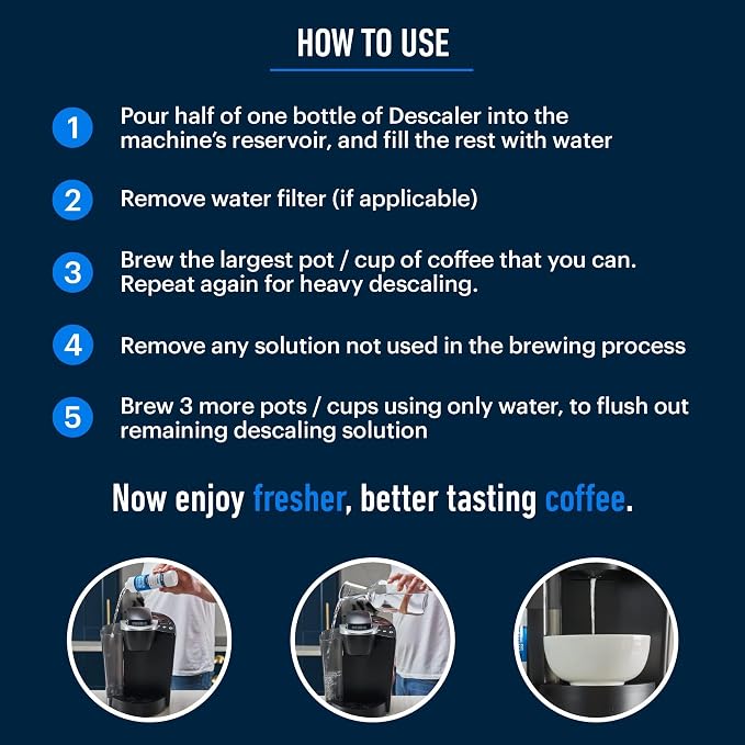 Essential Values Universal Descaling Solution, Made in the USA for Delonghi, Keurig, Breville,Nespresso (4 Uses) Coffee Machine Descaler Cleaner for all Automatic Coffee Makers & Espresso Machines