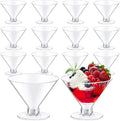 Yinkin 12 Pcs 5 oz Plastic Martini Glasses Disposable Clear Cocktail Dessert Parfait Glasses Unbreakable Mini Martini Cups for Wedding Party Bowl Wine Ice Cream (Stemless)