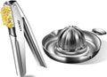 Premium Kitchen Tool Kit, Stainless Steel Garlic Press + Manual Citrus Juicer, Heavy Duty Ergonomic Handle Dishwasher Safe, 5-year Warranty