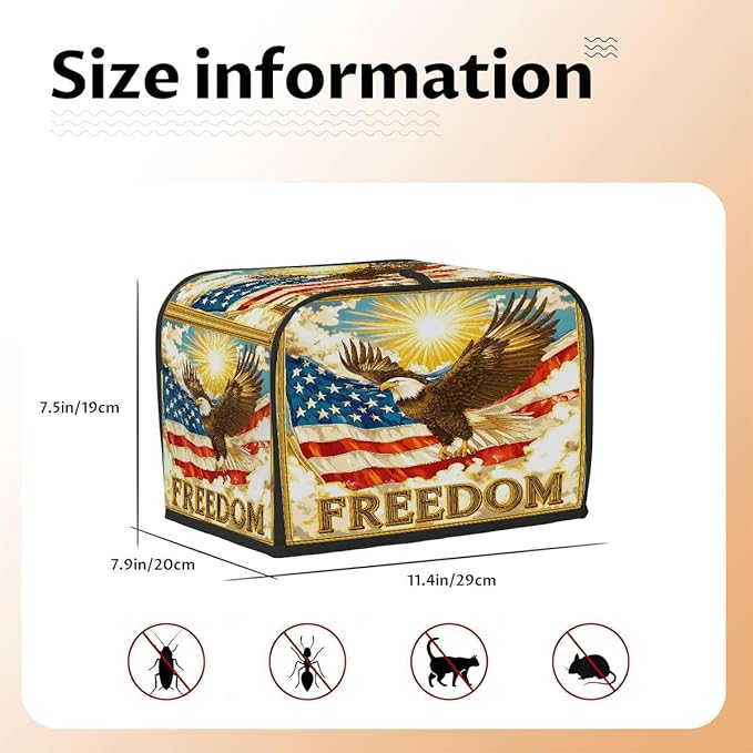 Flag Eagle Usa 2 Slice Toaster Cover Dust And Fingerprint Bread Maker Cover Bakeware Protector Washable Appliance Covers Kitchen Accessories For Home Kitchen Women Gift