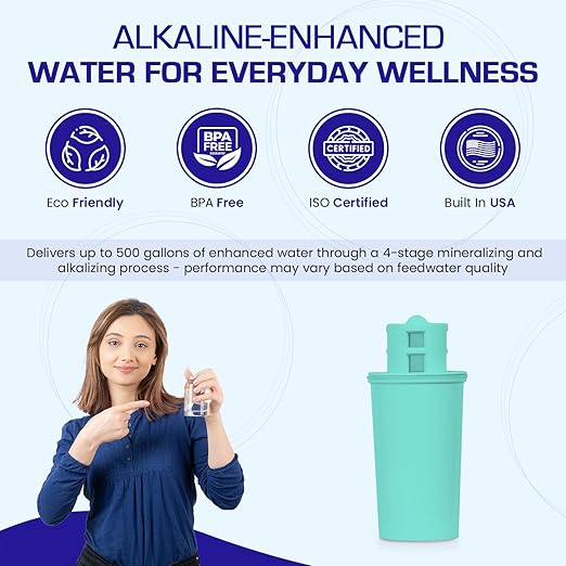 Crystal Quest Alkalizing Water Filter Pitcher Cartridge - Advanced Filtration for Clean, Healthy Water, Enhances Mineralization, Long-Lasting Design, Easy Installation - 1,000 Gallons [Pack of 4]