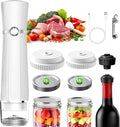 Vacuum Sealer for Food (Compact Vacuum Sealer Machine + 30 Mason Jar Lids), Portable Food Sealer, Seal Meal Saver for 10X Preservation & Fresh