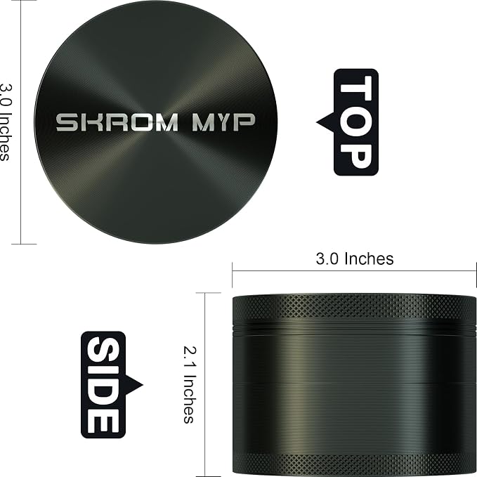 Grinder, Aluminum Large 3" Spice Grinder (Black)
