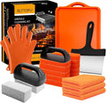 21 Pieces Griddle Cleaning Kit for Blackstone, Flat Top Grill Cleaning Accessories with Silicone Spatula Mat, Scraper, Grill Stone & Scouring Pads with Handle, Cleaning Gloves, Cleaning Towel