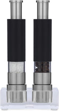 Grind Gourmet Salt and Pepper Grinder Set, Refillable, Pump & Grind, Thumb Press (Reflex Black Set)