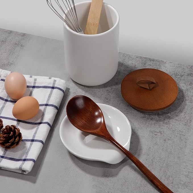 Egg Cracker Spoon Holder, Spoon Rest for Kitchen,Ceramic Spoon Holder for Stove Top, Cooking Spoon Holder,Heat Resistant Utensil Rest for Countertop