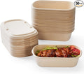 [100% Eco-Friendly] Disposable Food Containers with Lids – Sugarcane Pulp Take Out Boxes, Biodegradable, Compostable, Microwave Safe Lunch Containers – Pack of 50 (24 OZ)