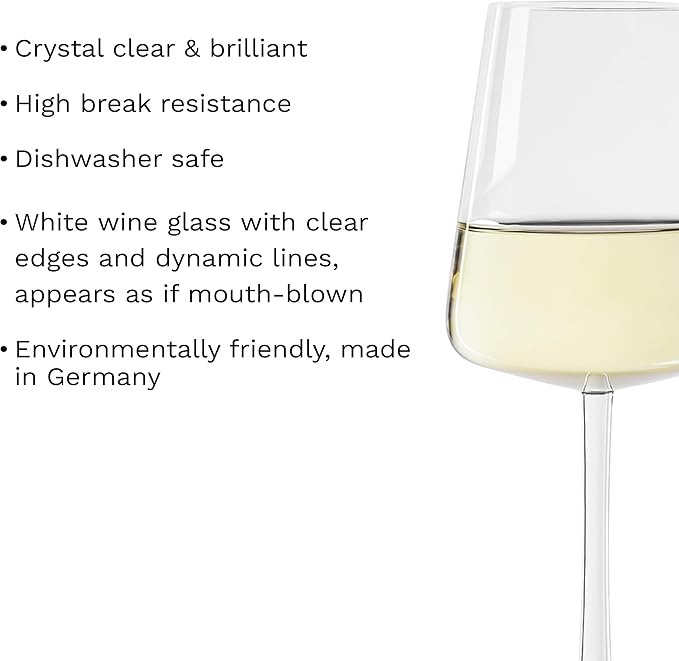 Stölzle Lausitz White Wine Glasses Power Set of 6, 13 1/2 oz – Modern Wine Glasses for Maximum Aroma Enhancement – Elegant Crystal White Wine Goblets – Dishwasher- & Shock-Resistant, Made in Germany