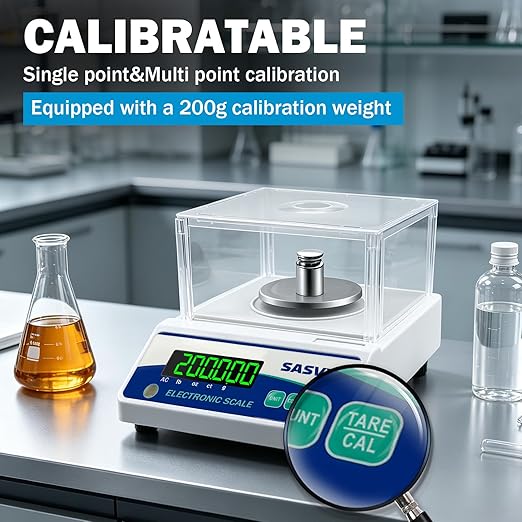 Lab Scale 500g x 0.001g Scientific Scale g/oz/ct/lb High Precision Digital Electronic Analytical Balance for Jewelry Kitchen Laboratory School, Includes 200g Calibration Weight&Battery