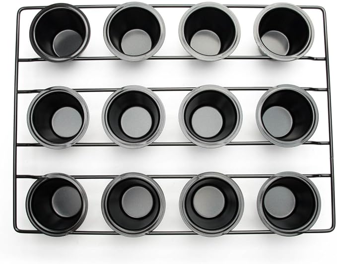 Fox Run Linking Mini Popover Pan, Carbon Steel, Nonstick, 12 Mini Cups | Bake Popovers & Yorkshire Pudding | Easy Release Nonstick | Consistent Results | 12 Mini Cup Pop Over Baking Pan
