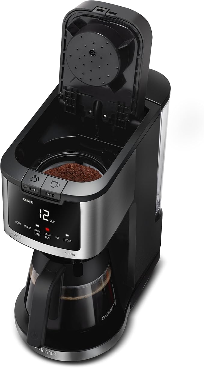 Gourmia 2-in-1 Single Serve Pod + 12-Cup Coffee Maker with Adjustable Up To 4-Hour Keep Warm