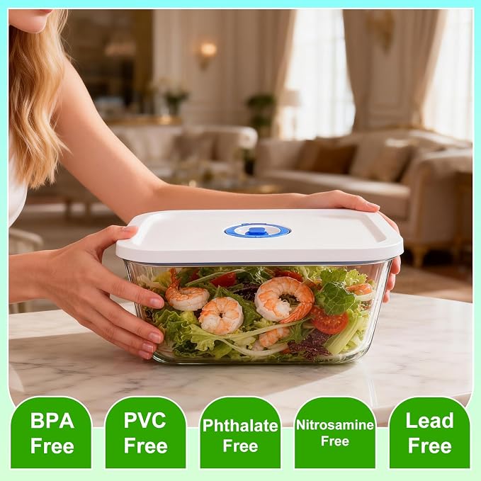 Elmond Borosilicate Glass Vacuum Containers (3-Size Set S M L)– Universal Compatible with Nozzles 2.4-3.8cm/0.95-1.5 in – For Handheld & Desktop Sealers