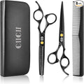CIICII Hair Cutting Scissors Shears Kit, Professional Barber Haircut Scissors Set (6.7 Inch Hair Beard Hairdressing Trimming Haircutting Thinning Shears) for Men Women Hairdresser Home Salon (Black)