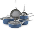 10-Piece Blue Ceramic Nonstick Cookware Set, Pots and Pans with Glass Lids & Anti-Scald Handles, Non-Toxic PFAS Free, Dishwasher & Oven Safe up to 480°F, Induction & All Stoves Ready