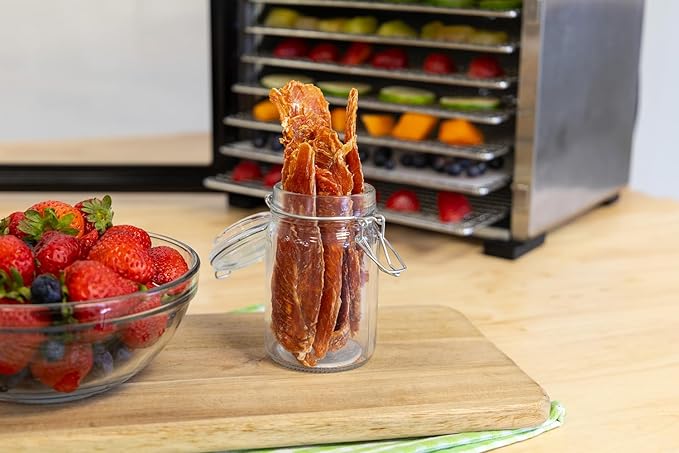 NESCO 8-Tray Stainless Steel Food Dehydrator – Digital Timer, Temp Control, Inner Light, Drip Tray – Jerky, Fruit, Herbs, Dog Treats, 650W, BPA-Free