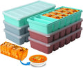 1/2 Cup Silicone Freezer Tray With Lid,Silicone Freezer Molds 6-Pack For meal prep & freezing of various sauces and other dishes, makes 36 perfect 1/2 cup portions cubes Multicolor (Multicolor 6 Pack)