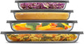 JoyJolt 8-Piece Borosilicate Glass Oven Dishes with Black Lids, Rectangle Deep Glass Baking Dish Set, Baking Pans for Lasagna Casserole Cake, Bakeware Set, Freezer to Oven Tray to Dishwasher