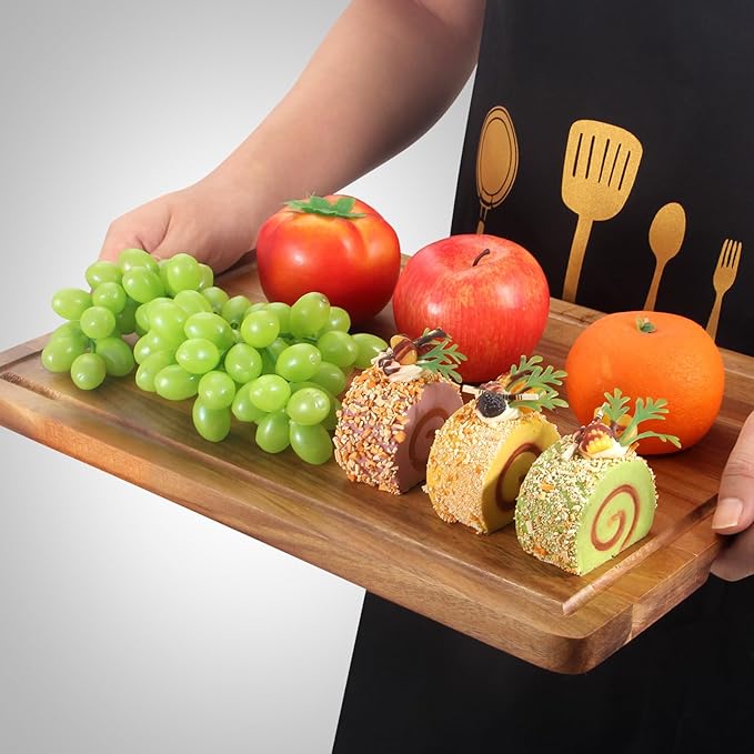 Solid Wooden Cutting Board Set of 3 Acacia Wood Charcuterie Boards Set Hardwood Meat Chopping Board Butcher Blocks Safe Non Toxic Large Cutting Boards for Kitchen Decor Bread Serving Cheese Board
