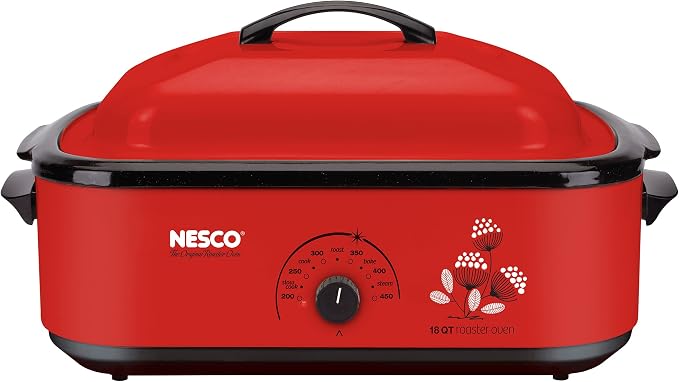 NESCO , Classic Roaster Oven with Porcelain Cookwell, Red, 18 quart, 1425 watts