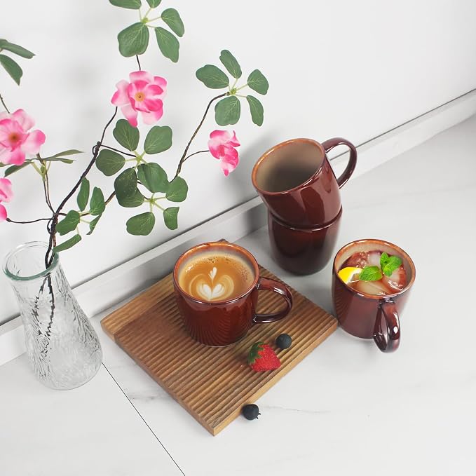 8.5 oz Ceramic Coffee Mug, Reactive Glaze Mug, Suitable for Latte, Coffee, Tea, Soup, Ideal for Office and Home Use, Dishwasher and Microwave Safe, 4-Pack.