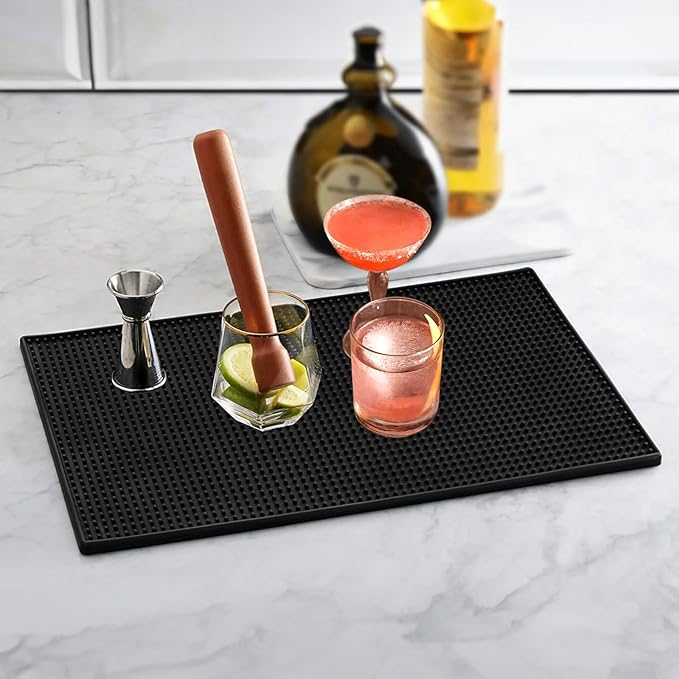 Large Bar Mats for Countertop 12X24'', Thicker Rubber Coffee Bar Mat, Dish Drying Mat, Kitchen Mat for Countertop, Non-slip and Easy to Clean