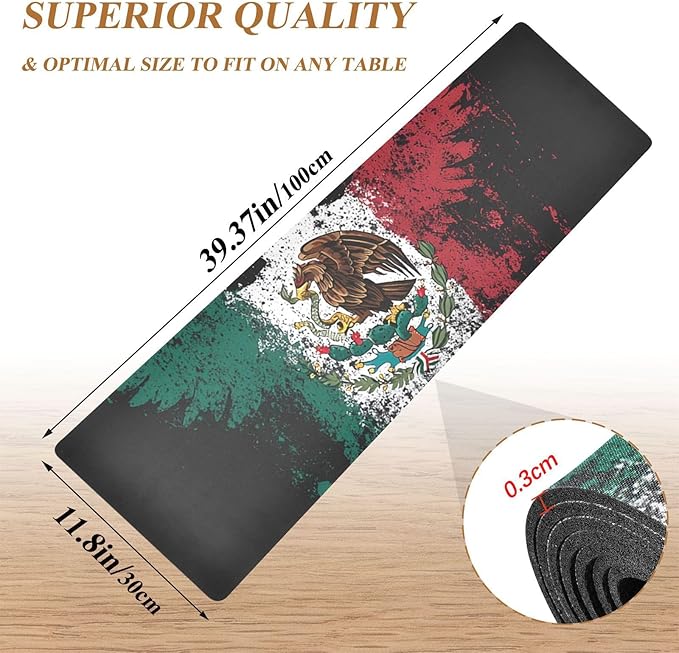 2-in-1 Table Runner Trivet for Hot Dishes Heat Resistant Hot Plate Mat Pad 39x12 Inch Waterproof Table Protector Trivets for Countertop Decorative Mexican Eagle Flag Graffiti Artistic
