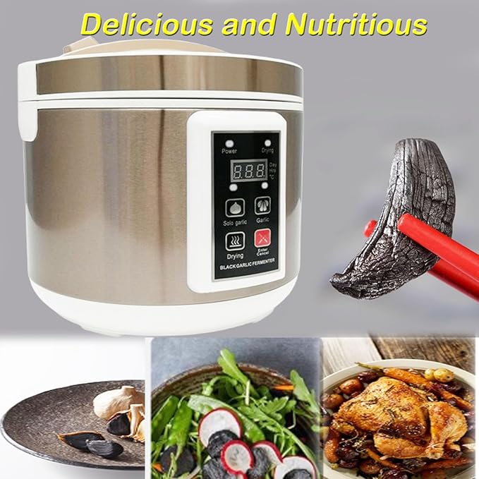 INTBUYING 6L Black Garlic Fermenter 110V Multi Clove Garlic Cooker 3D Heating Full Automatic Intelligent Control with Black Independent Liner